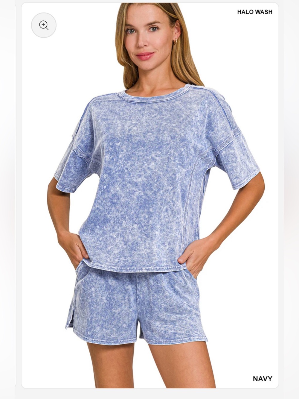 Zenana Halo Snow Washed Short Sleeve Tee Shirt